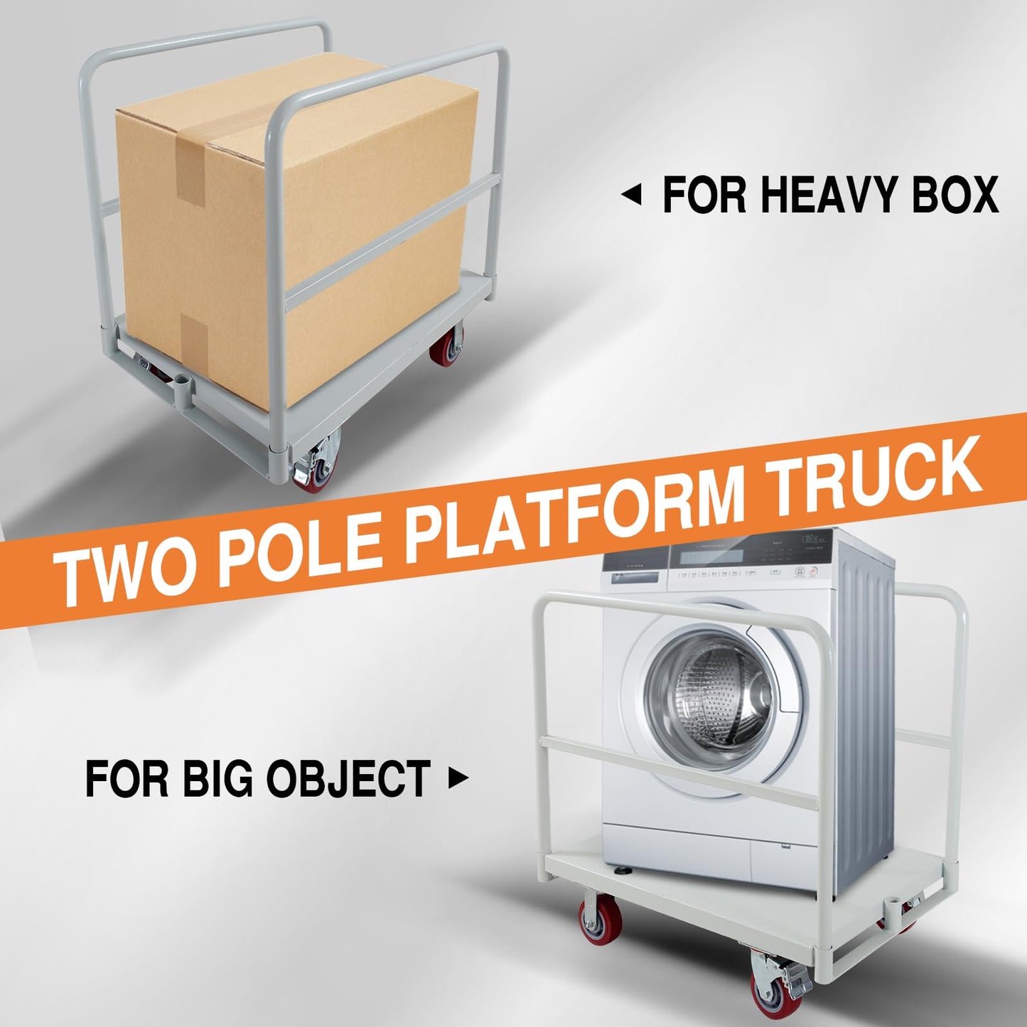 Heavy Duty Steel Panel Cart, Flatbed Cart with 5" Swivel Caster 2500lbs Load Capacity, Lumber Drywall Mattress Transporting