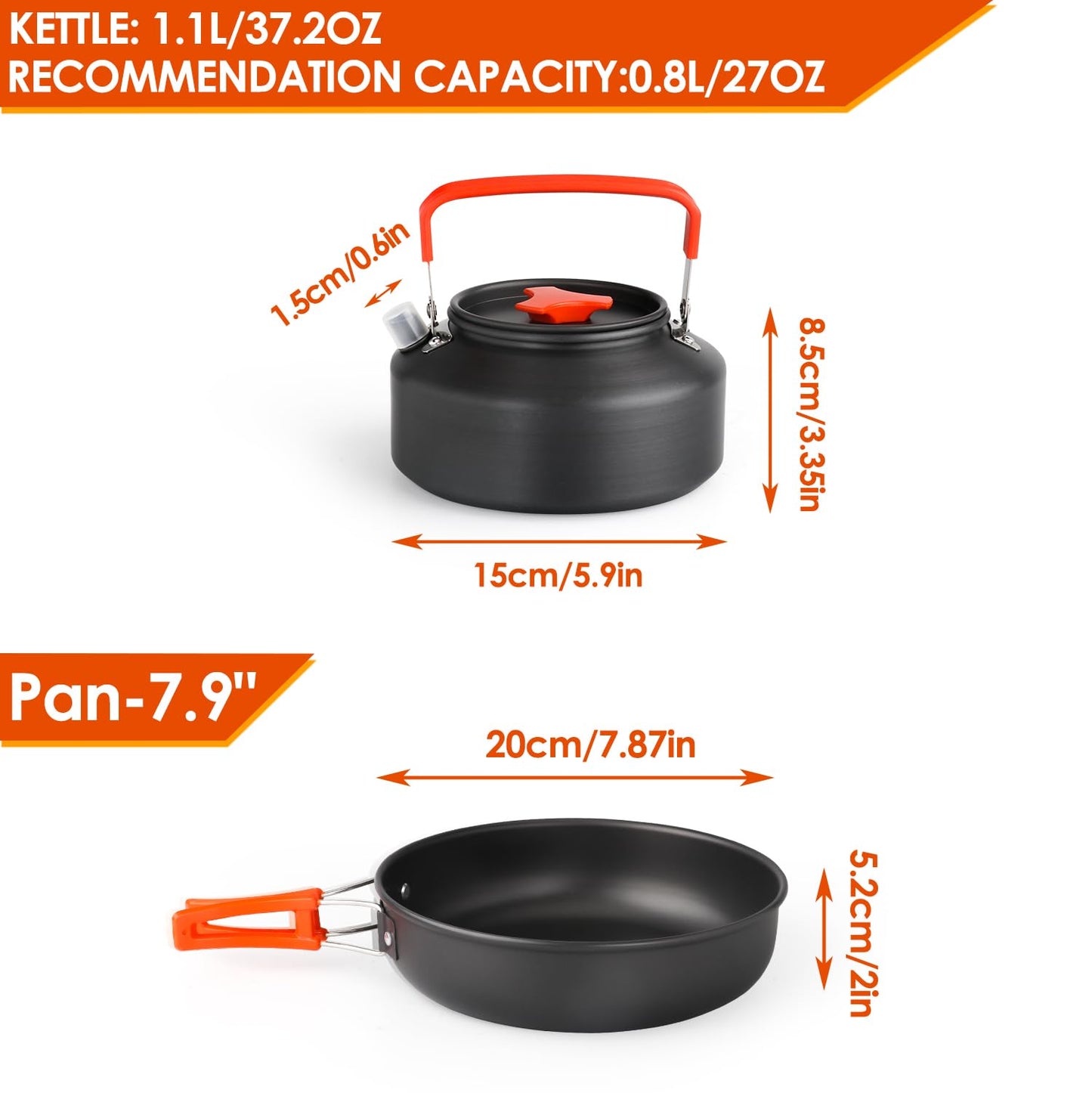 Gutsdoor Camping Cookware Set Lightweight Backpacking Mess Kit, Non-Stick Cooking Equipment Camping Pots and Pans Set with Storage Bag for Outdoor Hiking(16 Piece/Set)