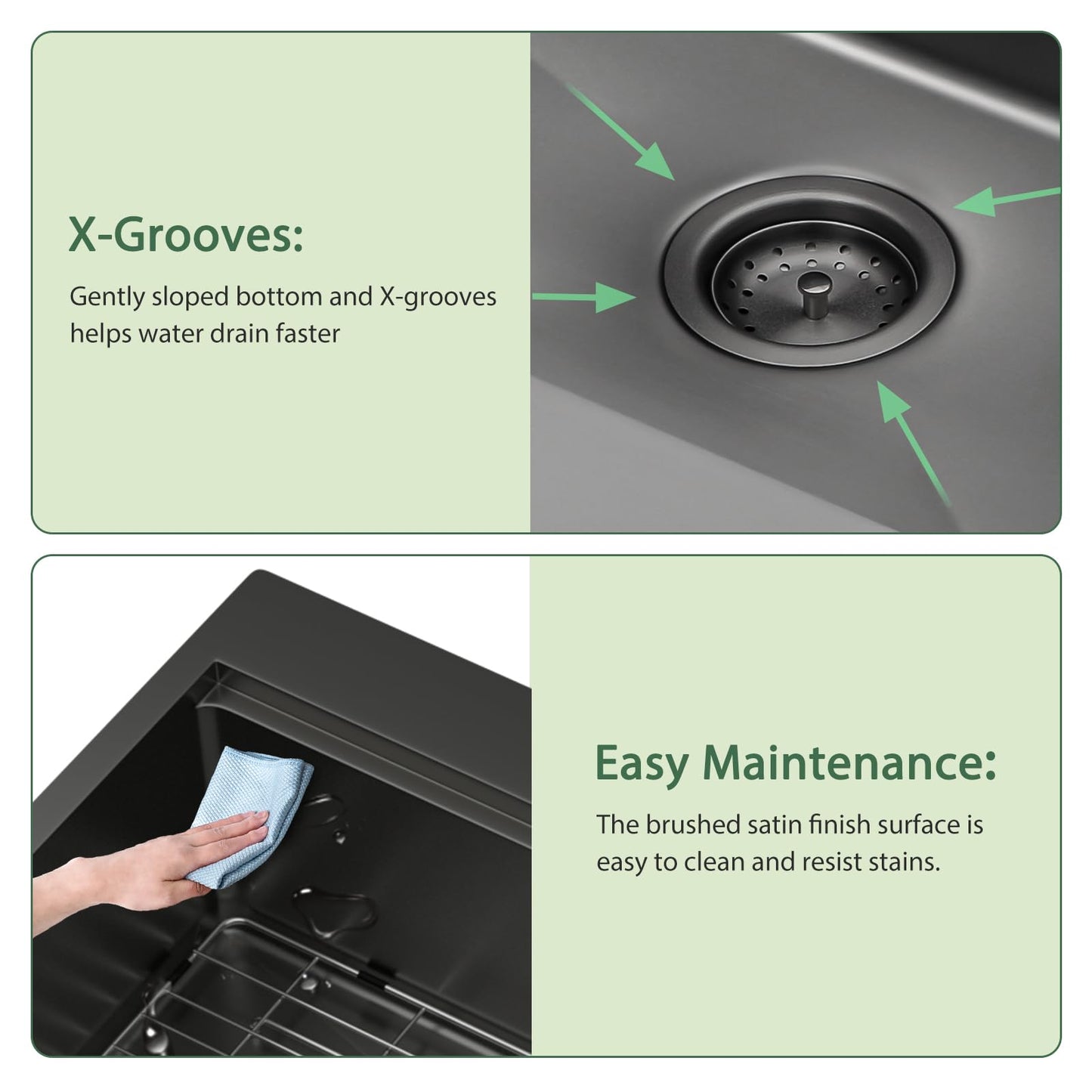 Couoko 33x22 Black Drop In Kitchen Sink Workstation 16 Gauge Stainless Steel Single Bowl Drop Kitchen Sinks Nano PVD Gunmetal Black Handmade Large Deep Topmount Sinks, 33x22x9 Inch