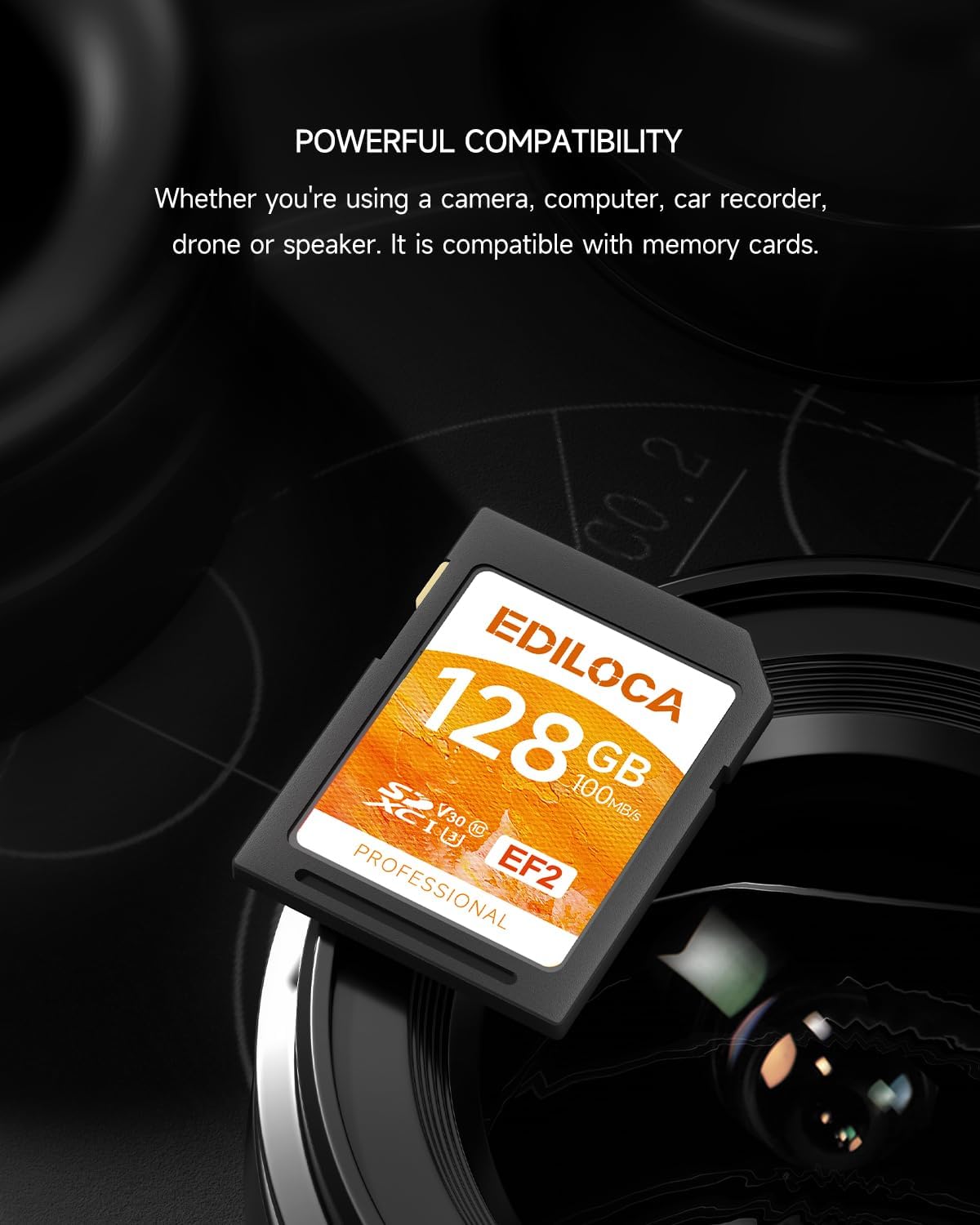 Ediloca 128GB 2 Pack 90/20MB/s, C10, U1, V10, 4K 128GB, EF2-2PCS UHS-I SD Card UHS-I Memory Card Fast Storage