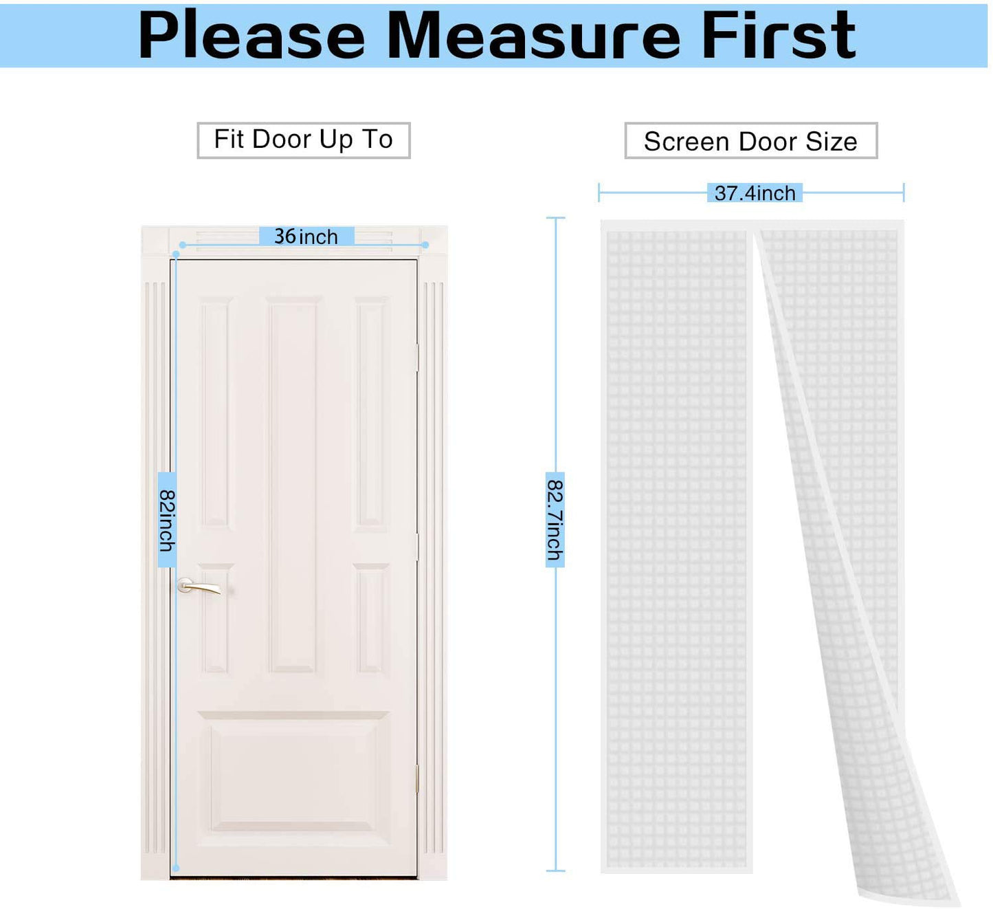 Insulated Door Curtain, Thermal Magnetic Self-Sealing Door Screen Winter Stop Draft Keep Cold Out Cover for Kitchen, Bedroom, Air Conditioner Room,Hands Free, Fits Doors up to 36" x 82", White