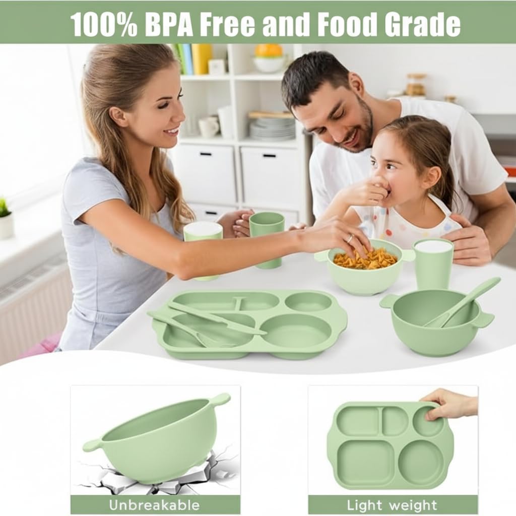 Wheat Straw Dinnerware Set – Plates and Bowls Set with Cups, Forks, and Silverware | Eco-Friendly, Reusable, Lightweight, Microwave & Dishwasher Safe Dining Set