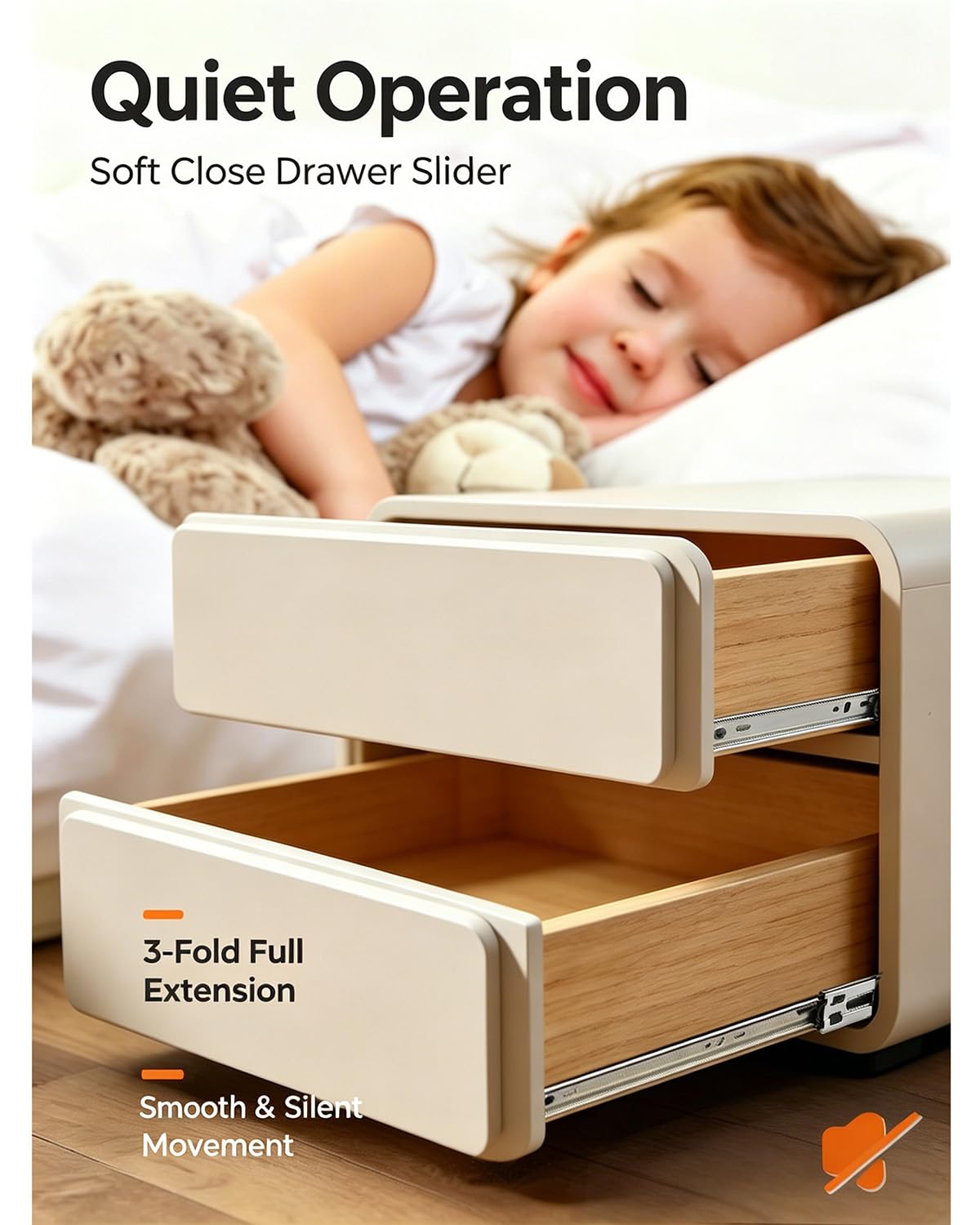 Gobrico 16 inch Drawer Slides 1 Pair，Soft Close Drawer Slides 3 Fold, Cabinet Drawer Slides Full Extension Drawer Hardware, Heavy Duty Hydraulic Self Close Rails, Side Mount Ball Bearing Tracks