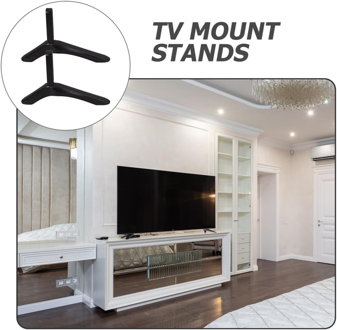 SHOWERORO Universal Aluminum Alloy TV Stand Base for Small Flat Screen Tvs No-Drill Heavy Duty Desktop Mount for Living