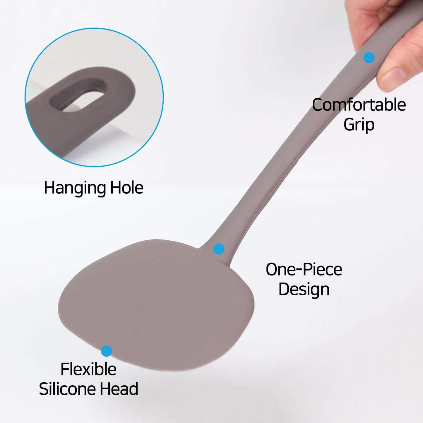 HouseTip Silicone Turner Spatula – Heat Resistant Cooking Utensil for Nonstick Pans, BPA-Free, Flexible and Durable for Flipping Eggs, Pancakes, Fish (White)