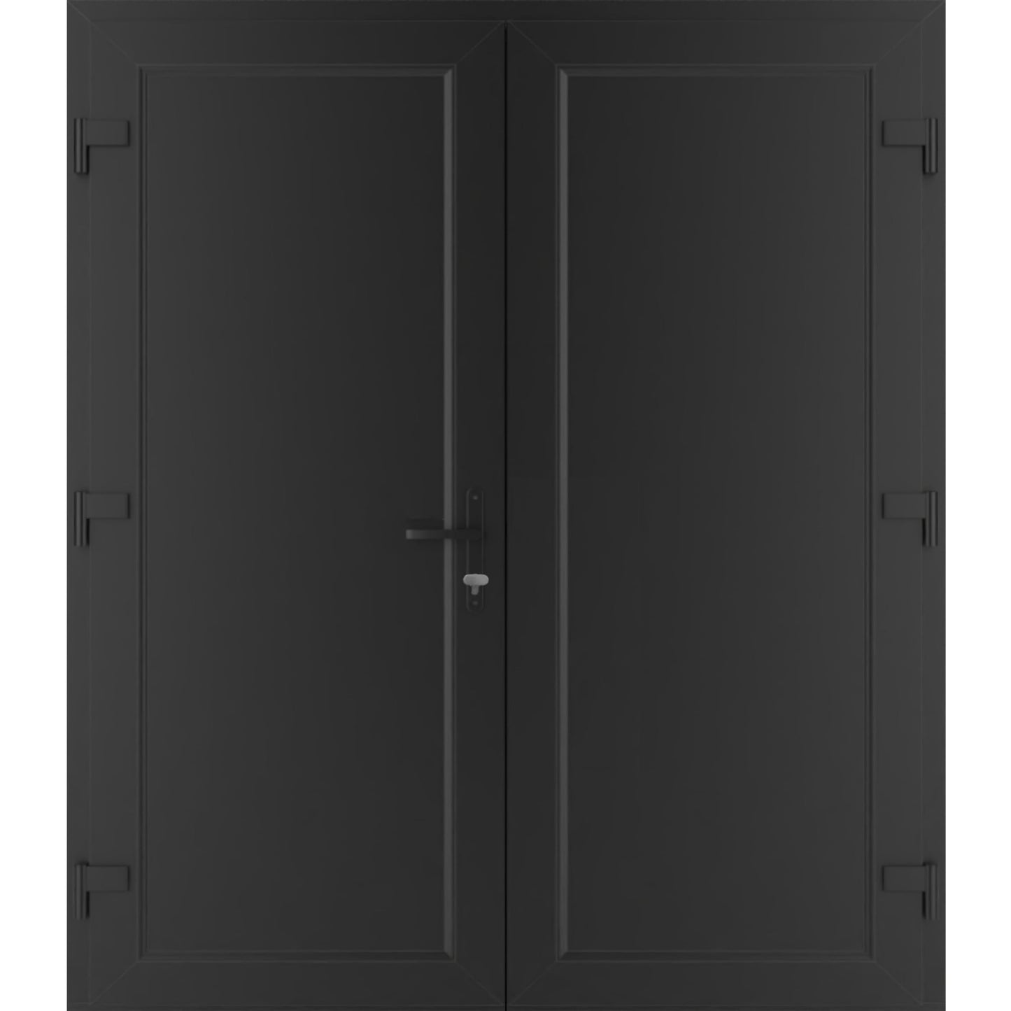 VDOMDOORS Front Exterior Prehung Metal-Plastic Double Doors/MANUX 8111 Matte Black/Residential Doors Entrance Patio Garage 72 x 80