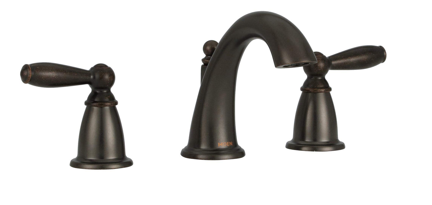 Moen Brantford Oil-Rubbed Bronze Two-Handle Widespread Bathroom Faucet Trim Kit Bathroom Faucets for Sink 3-hole Deck Mounted Setup, (Valve Required), T6620ORB