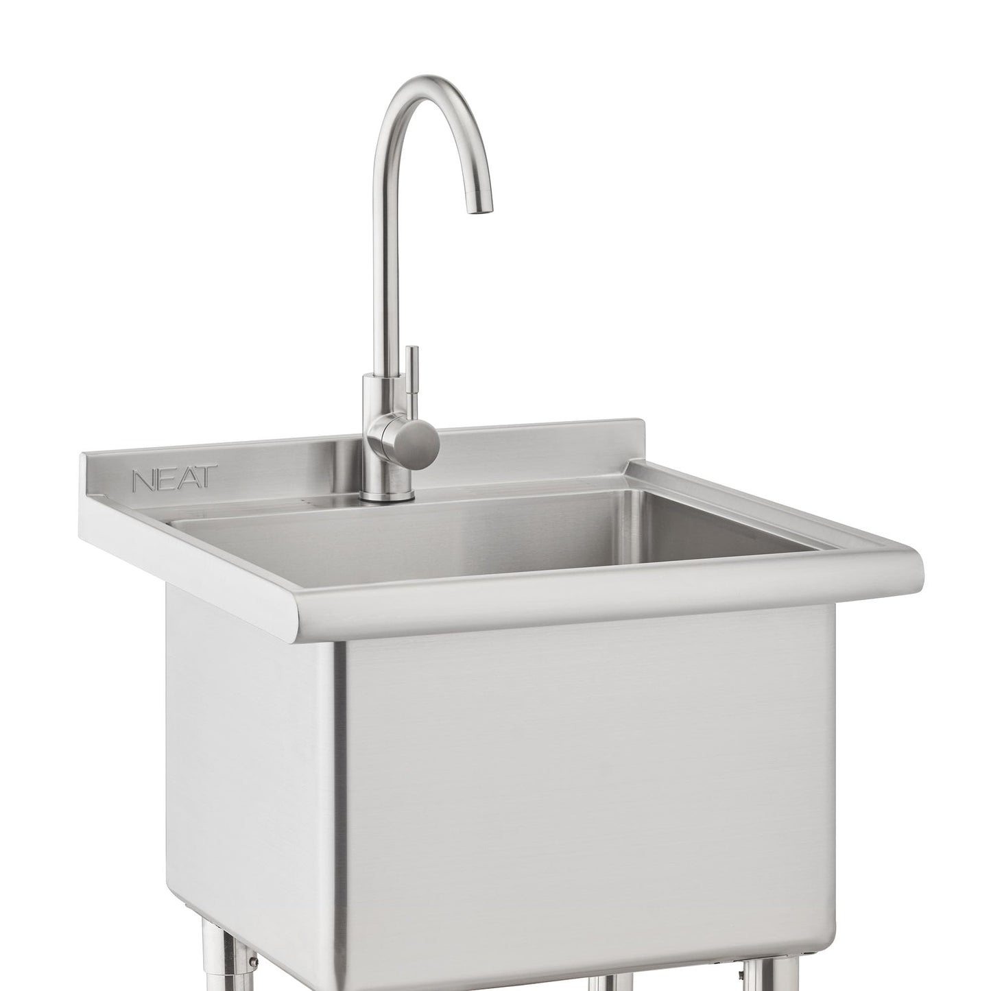 NEAT by TRINITY EcoStorage Stainless Steel Utility Sink, Freestanding Single Bowl Utility Sink for Garage, Laundry Room, Commercial Use, Includes Faucet, NSF Certified, 22"W x 22"D x 50"H (NHA-0317)
