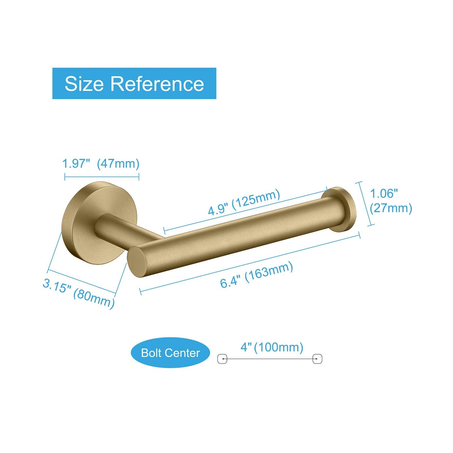 TASTOS Brushed Gold Toilet Paper Holder SUS304 Stainless Steel, Modern Round Tissue Roll Holders Wall Mount, Toilet Paper Roll Dispenser Bathroom 5 inch TP Holder for Kitchen Washroom