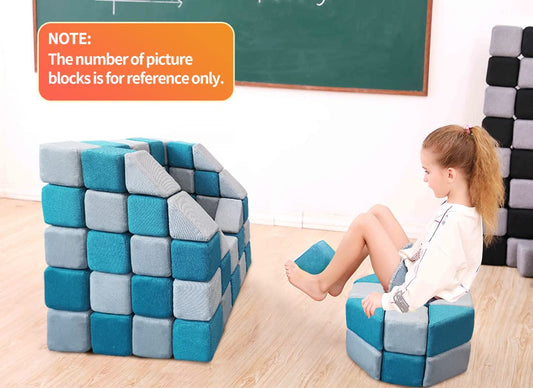 nets Tribe Magnetic Soft Building Blocks for Kids, Magnetic Blocks, Big Blocks, Educational Toys, Incredibly Fun Building Block for Children (Blue+Gray)