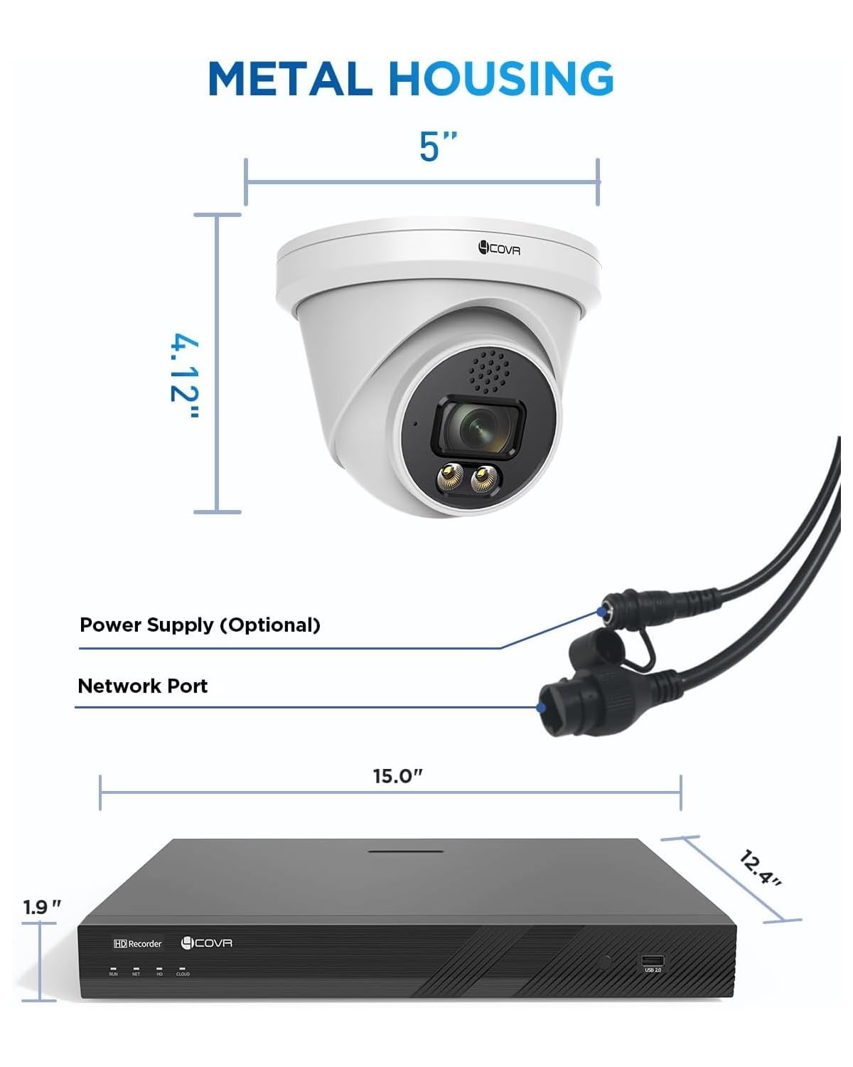 4COVR 32 Channel Security Camera System PoE 2-Way Talk & Dual Lights Smart Full Color Night Vision, AI Human Vehicle Detection, UHD NVR 8TB HDD, 24X 5MP Business Dome IP Camera IP67, LY97KA5M3224