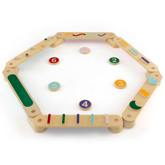 Costzon Montessori Wooden Balance Beam Step Stones, Double-Sided 12-pcs Kids Gymnastics Obstacle Course Balance Board Playset for Coordination, Motor Skills, Natural Development Toy Gift Age 3+ Years