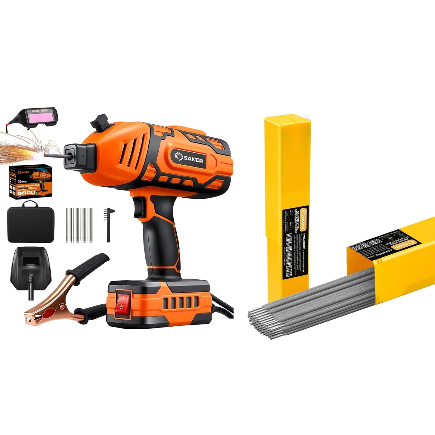 Saker Portable Welding Machine (Orange) - Saker E6013 Welding Rod 3/32'' 2-Pound