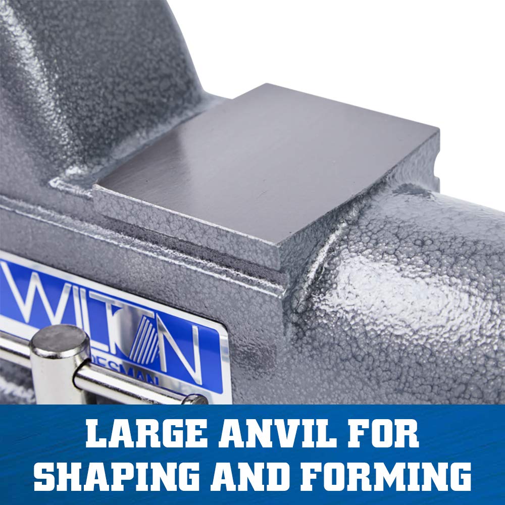 Wilton Tradesman Bench Vise, 6-1/2" Jaw (Width 6", Max Opening 4") Throat (Model 1765), Gray