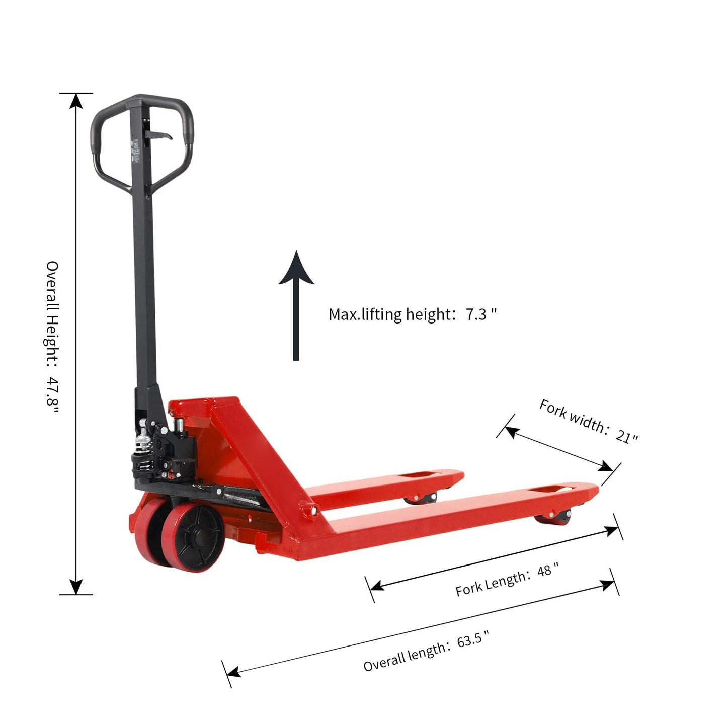 T Tory Carrier Pallet Jack Truck Manual Pallet Truck Lift 5500 lbs Capacity, 21 × 48 Forks Heavy Duty Pallet Jack with PU Wheels and Rollers