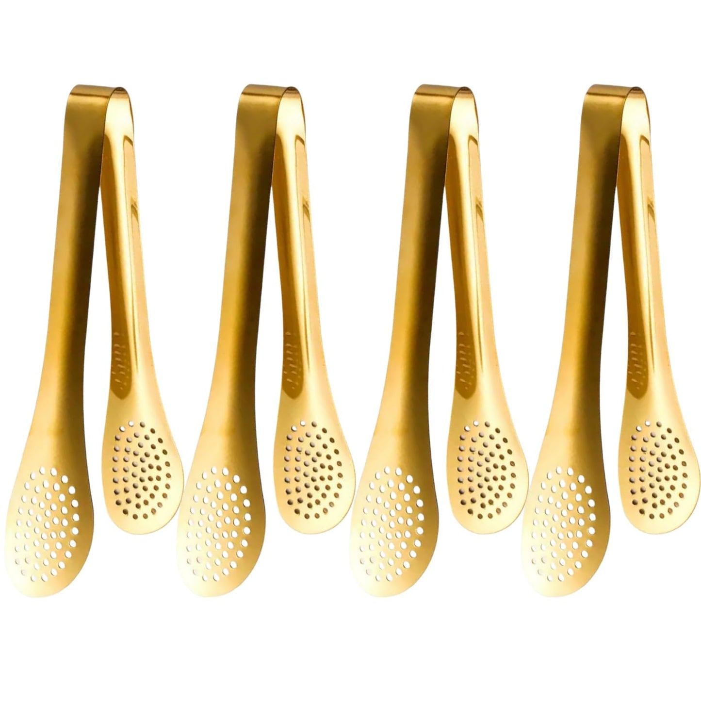 9 Inch Gold Buffet Tongs Set of 4, Stainless Steel Food Serving Utensils Tong for Cooking, Salad, Barbecue, Buffet, Toast