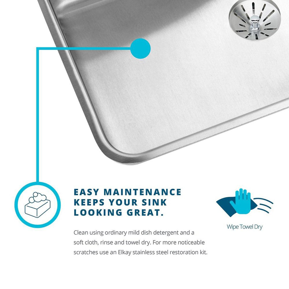 Elkay ELUHAQD32179 Lustertone Classic 40/60 Double Bowl Undermount Stainless Steel Sink with Aqua Divide