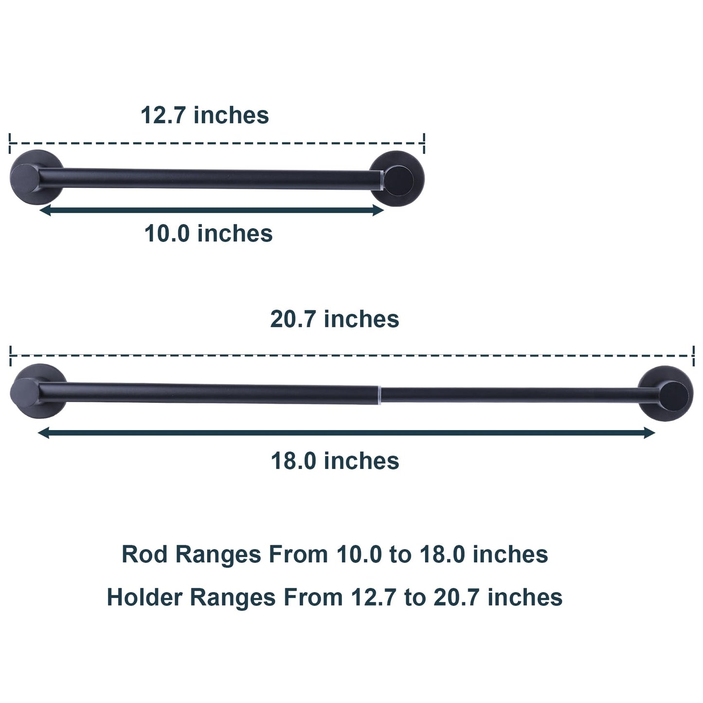 10-18 inches Adjustable Magnetic Towel Bar for Refrigerator, Magnetic Rod for Chart Whiteboard, Magnet Towel Holder Towel Hook Hanger for Kitchen Dishwasher, Laundry Washer, Black, Pack of 1