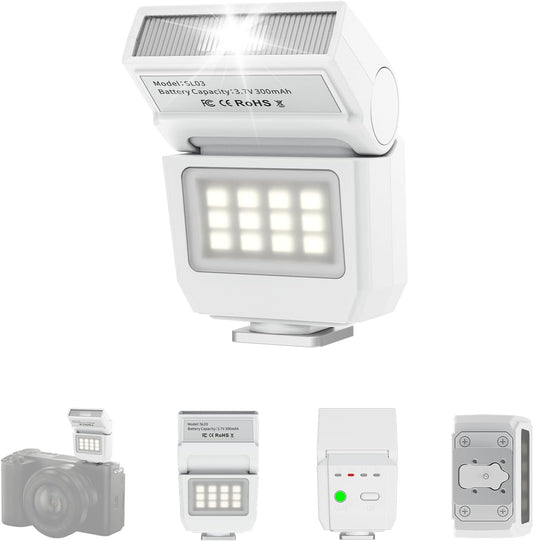 ULANZI SL03 GN8 6500K 90 Camera Mini Flash Speedlite with Video Light for Beginners Basic, Flash Adjust Angle Speedlite