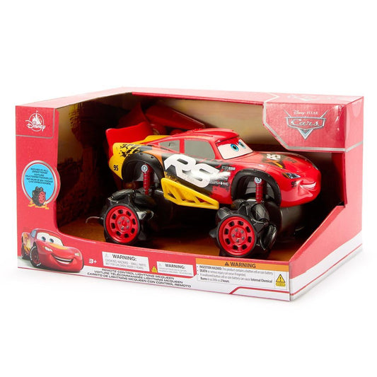 Disney Store Official Lightning McQueen Light-Up Remote Control Car - Lightning McQueen RC Car with Monster Truck Wheels, 2.4GHz Radio Controlled RC Toy with 360° Spin & Light-Up Smoke Effect