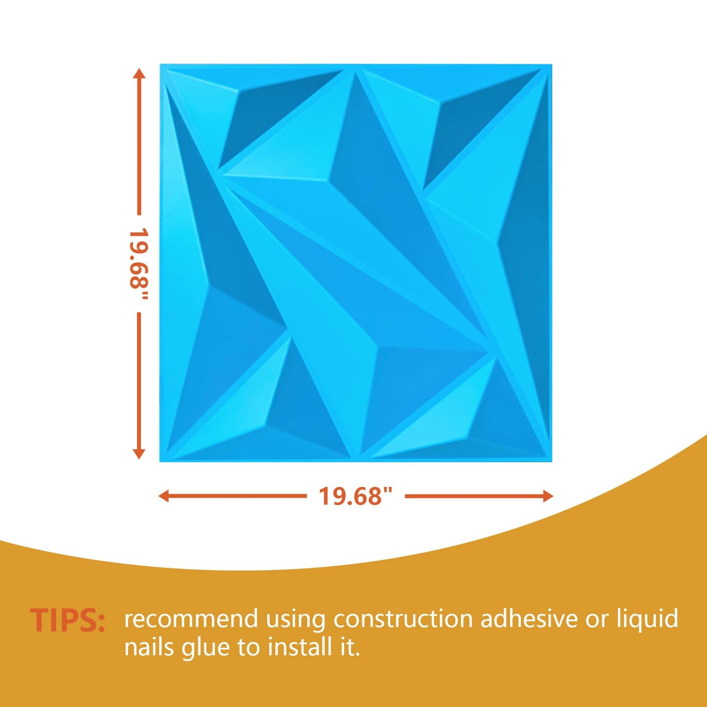 3D Wall Panel Diamond for Interior Wall Decor,Waterproof, Heat Resistant PVC Wall Panel 19.6''x19.6'' Diamond Accent Panels for Living Gaming Room, Bedroom, Office, 12 Pack (Blue)