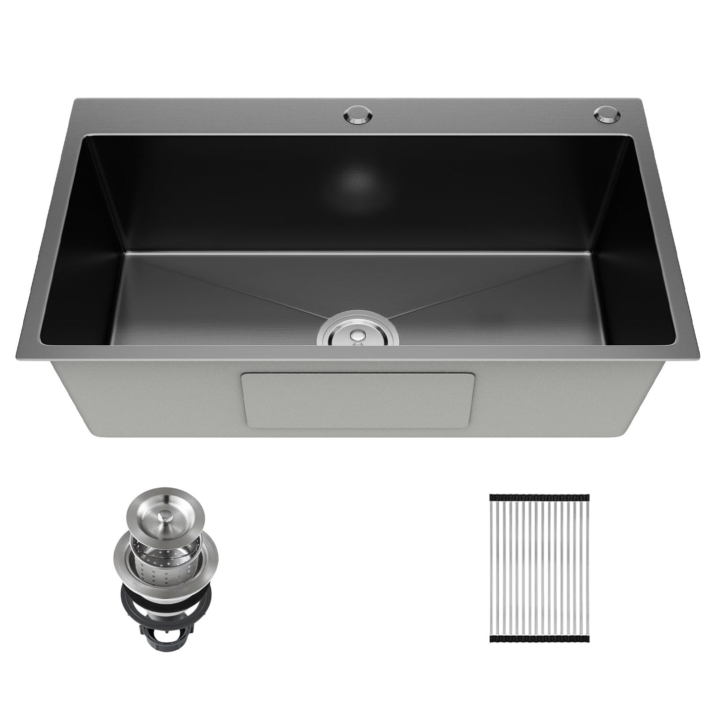 Vivrhintty 33" x 22" Drop-In Kitchen Sink, 9" Deep Single Bowl Topmount with Nano Coating, Stainless Steel for Kitchen & Laundry Room, Includes Accessories