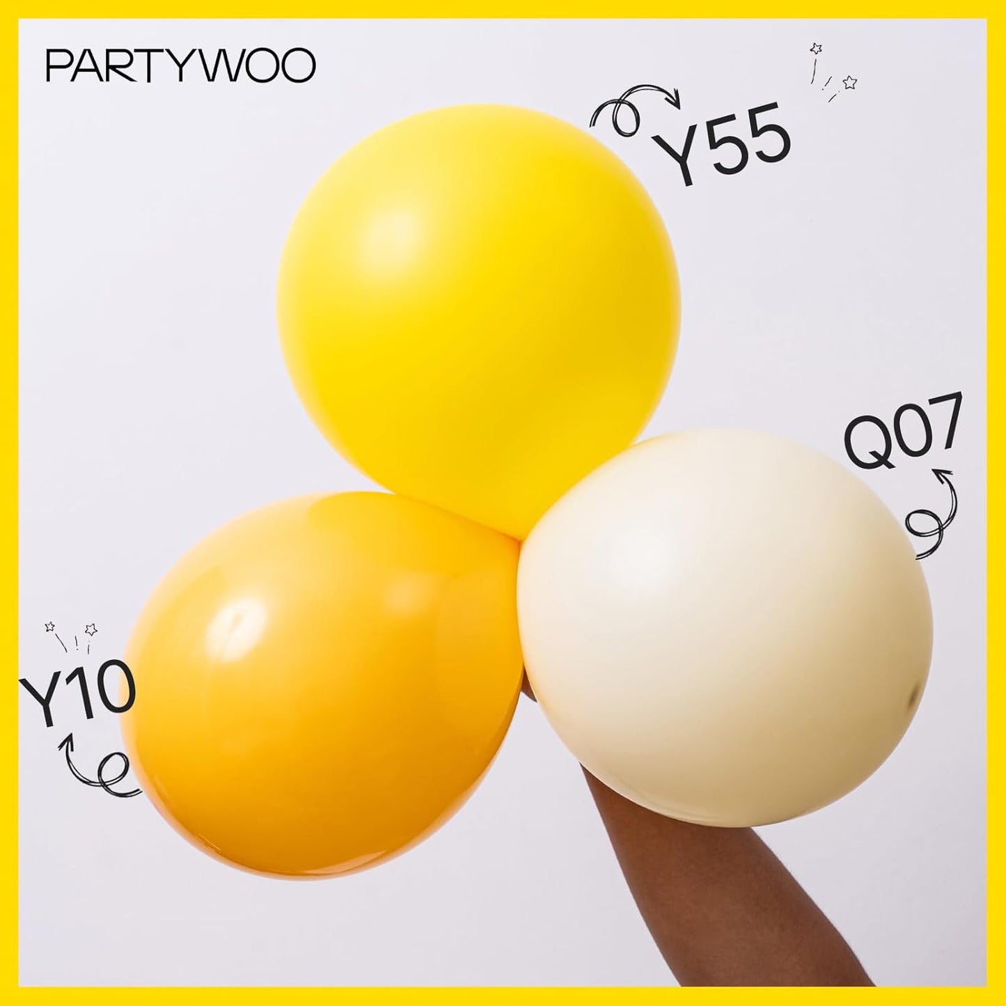 PartyWoo Yellow Balloons - 100 Pcs Matte Light Yellow Latex Balloon Arch Kit | Various Sizes for Celebrations