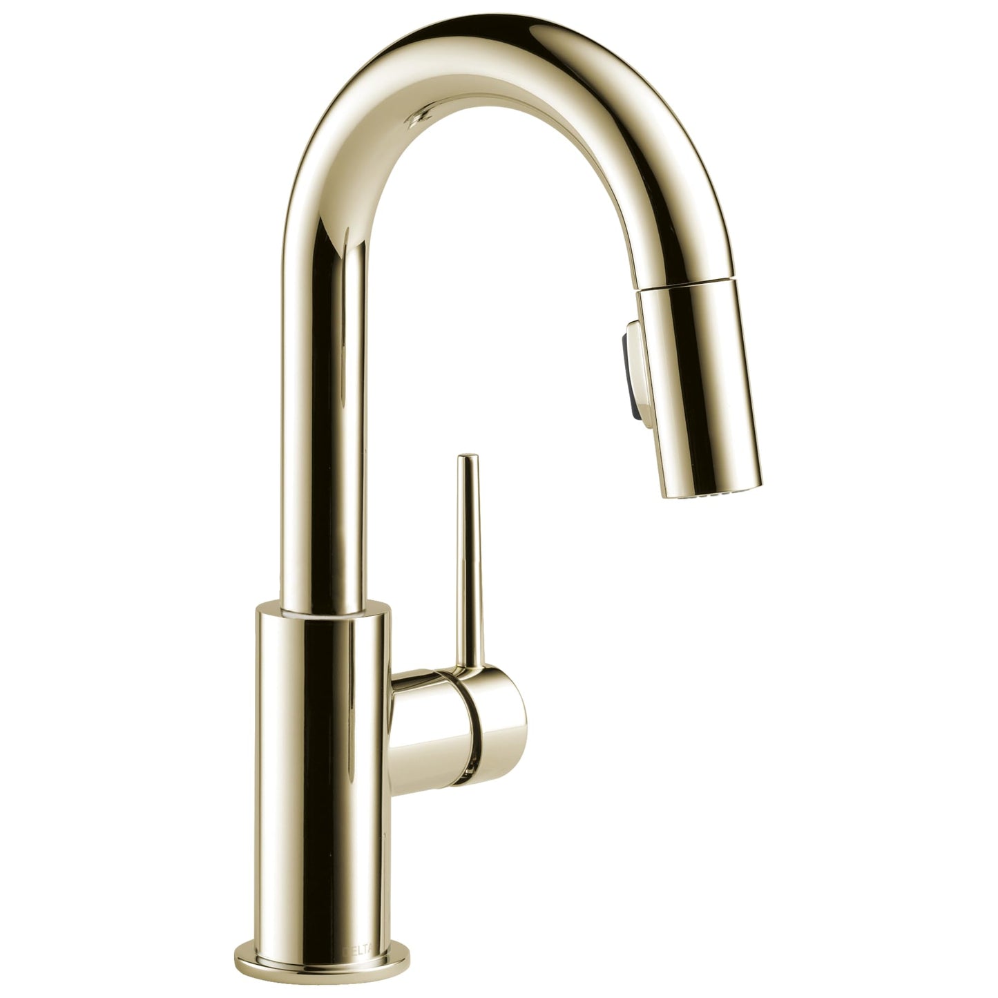 Delta Trinsic Polished Nickel Bar Sink Faucet Single Hole with Pull Down Sprayer, Modern Single Handle Prep Sink and Bar Faucet, Polished Nickel 9959-PN-DST