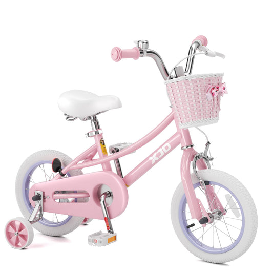 XJD Girls Bike for 2-12 Years Old Kids 12 14 16 20 Inch Toddler Bike, Kids Bike with Training Wheels,Adjustable Seat and Handlebar (12 Inch with Training Wheels, Pink)
