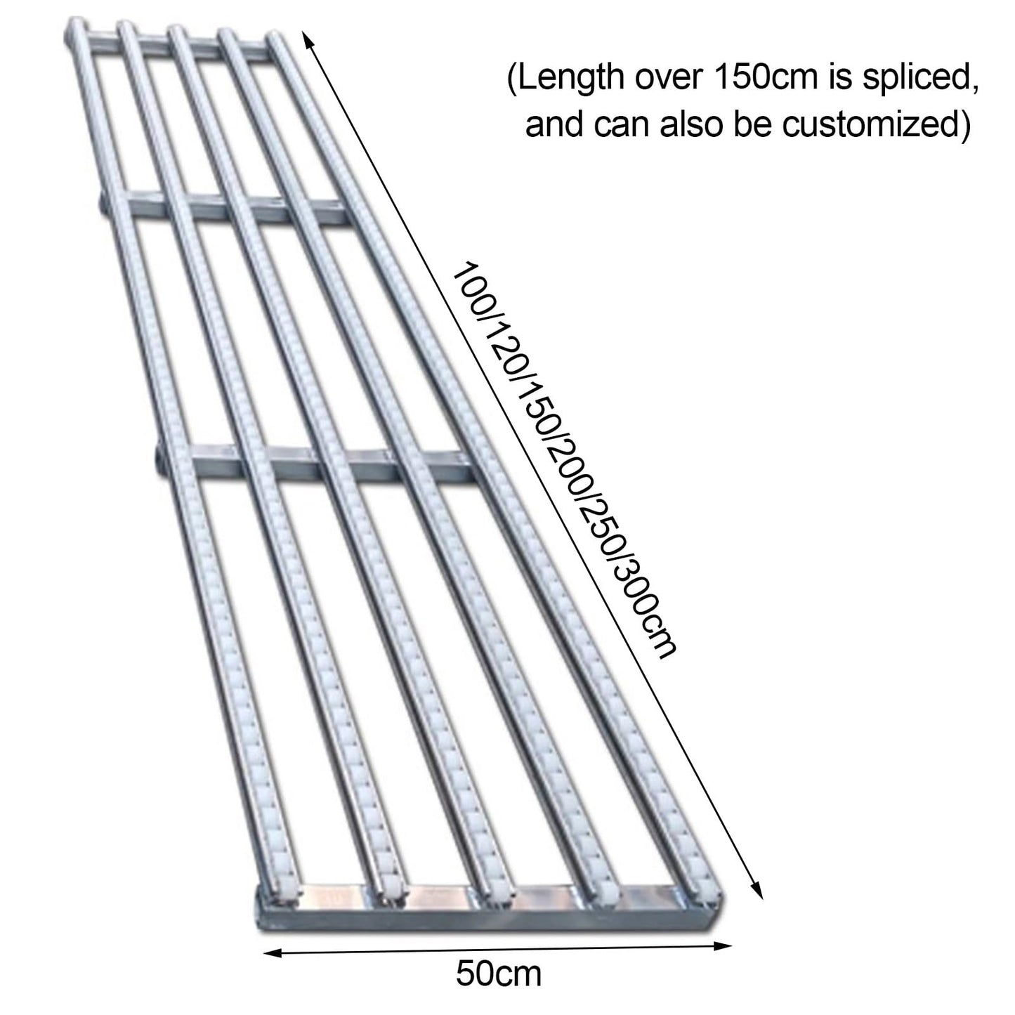 GZHENMZ Roller Stand Light-Duty Gravitys Conveyor, Splicable Roller Conveyor Slides, Portable ABS Plastic Roller, Transport Box Line Unloading Pulley(Silver-(W) 50cm,(L) 100cm)