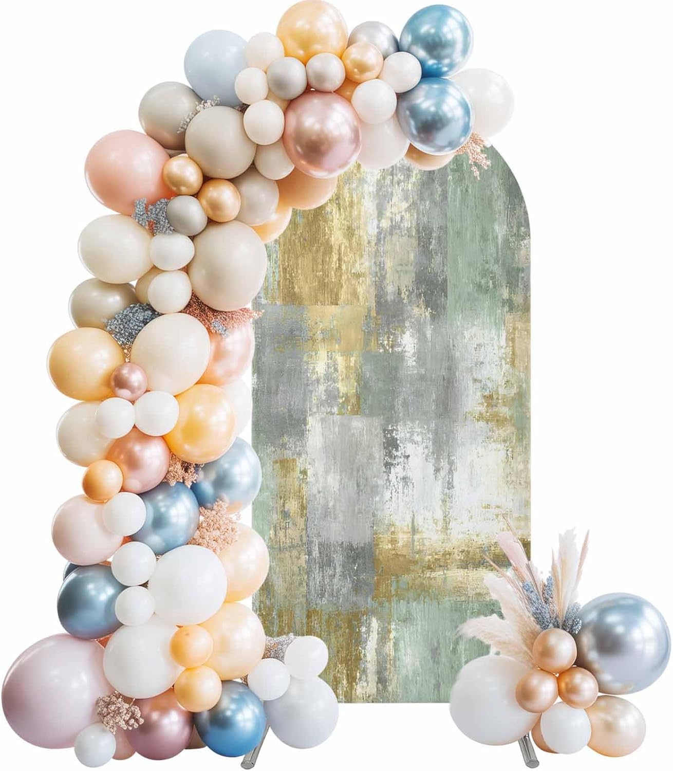 LFoveYuamer 6.6 Ft Arch Backdrop Cover, Yellow Sage Green Grey Decorative Wedding Arch Covers Spandex Fitted, Modern
