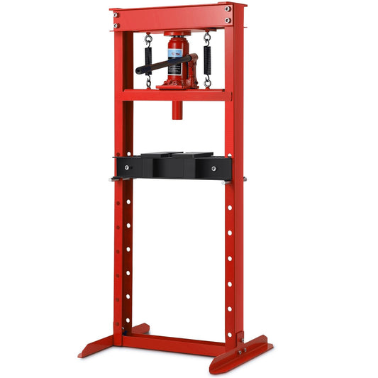12T Hydraulic Press, 12 Ton H-Frame Garage Floor Hydraulic Shop Press, Adjustable Hydraulic Press with Plates, for Bearings & Ball Joints, Red