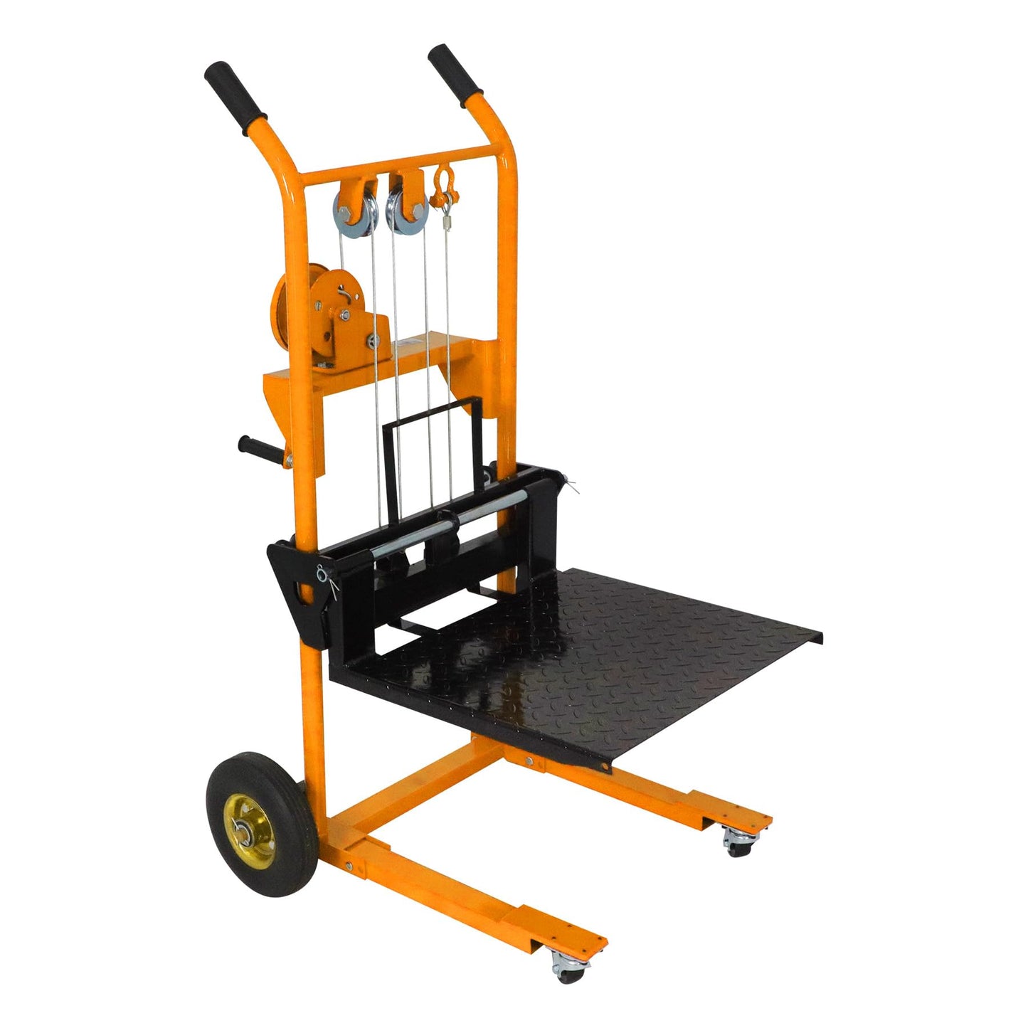 APOLLOLIFT Material Lift Winch Stacker, 330 lbs Capacity 40.5" Lifting Height, Manual Stacker Pallet Jack Truck Dolly with Swivel Casters and Lift Plate