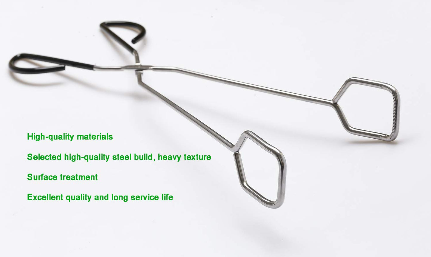 Hiash 16 Inch Extra Long Stainless Steel Kitchen Scissor Tongs, Non-Slip Comfortable Red Grip, Heat Resistant for BBQ and Cooking