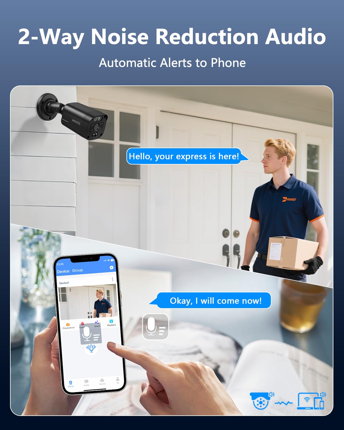 (2026 New) 4K PoE Security Camera System Outdoor, 8CH NVR with 10.2" IPS Monitor & 1TB HDD, 4 Cameras, 130° Wide Angle, AI Human Detection, Two-Way Audio, No Monthly Fee