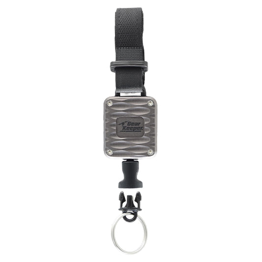 Gear Keeper Aluminum Micro Handcuff Key Retractor - ID Badge, Handcuff & Retractable Key Ring W/ Hook & Loop Strap - Ideal Police, Security, Correctional Officer Accessories - USA Made (Gray)