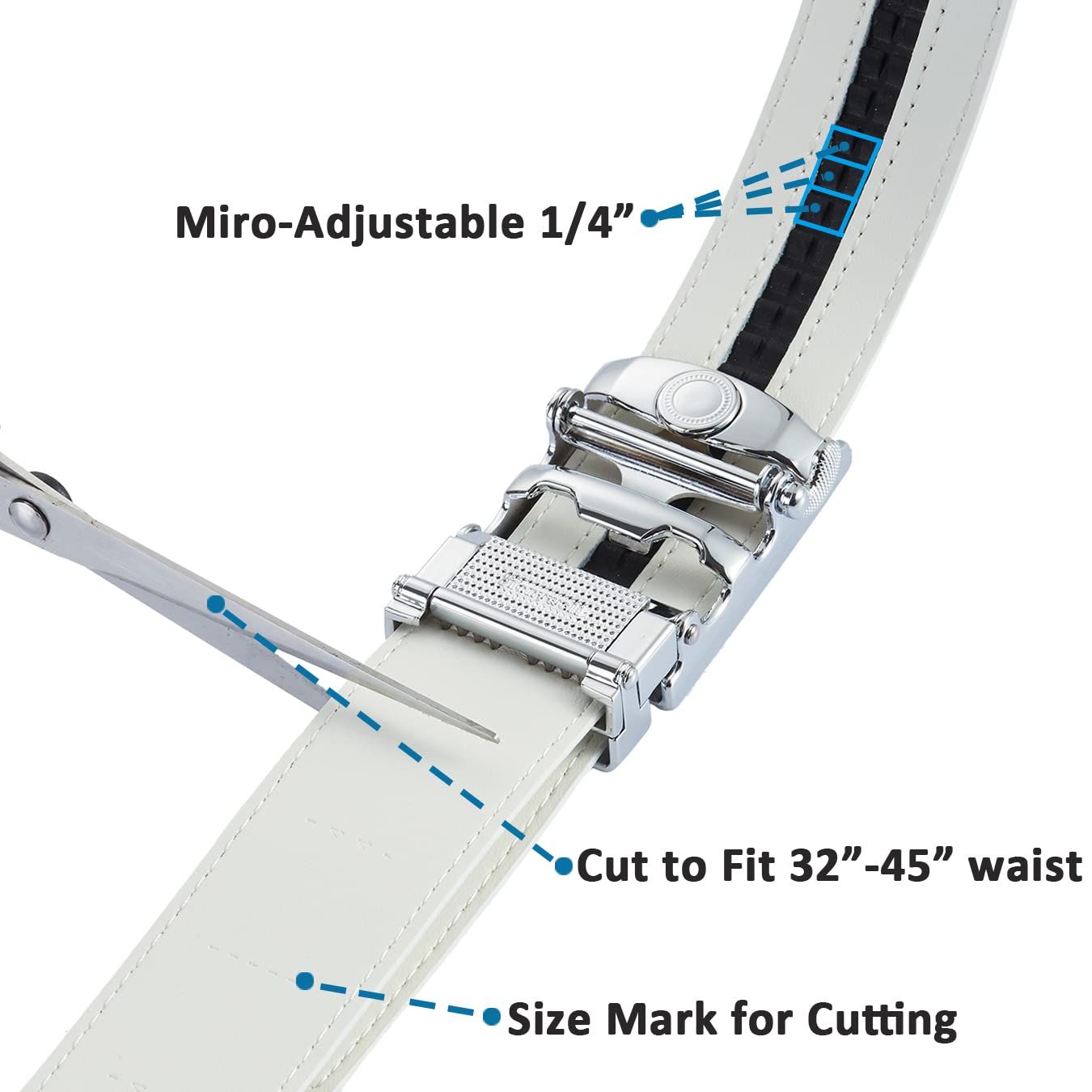 Tonywell Men's Leather Ratchet Belt with Automatic Buckle, 1 3/8" Wide, Trim to Fit Dress Casual Belts