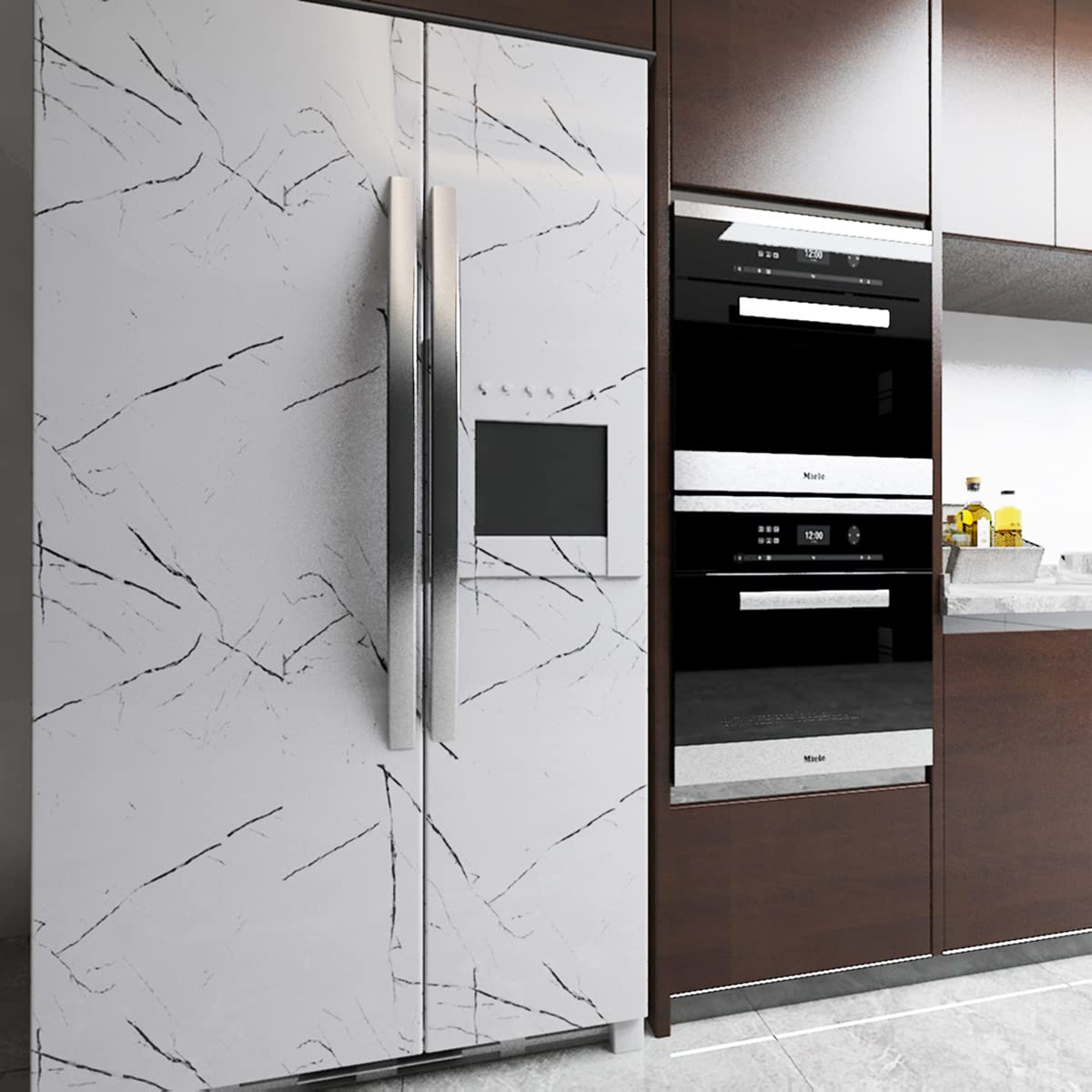 48x78inch Extra Wide Black White Marble Wallpaper Peel Stick Glossy Thick Self-Adhesive Furniture Sticker Light Marble Contact Paper Vinyl Wall Sticker Waterproof Heat-Resistant Counter Top Covers