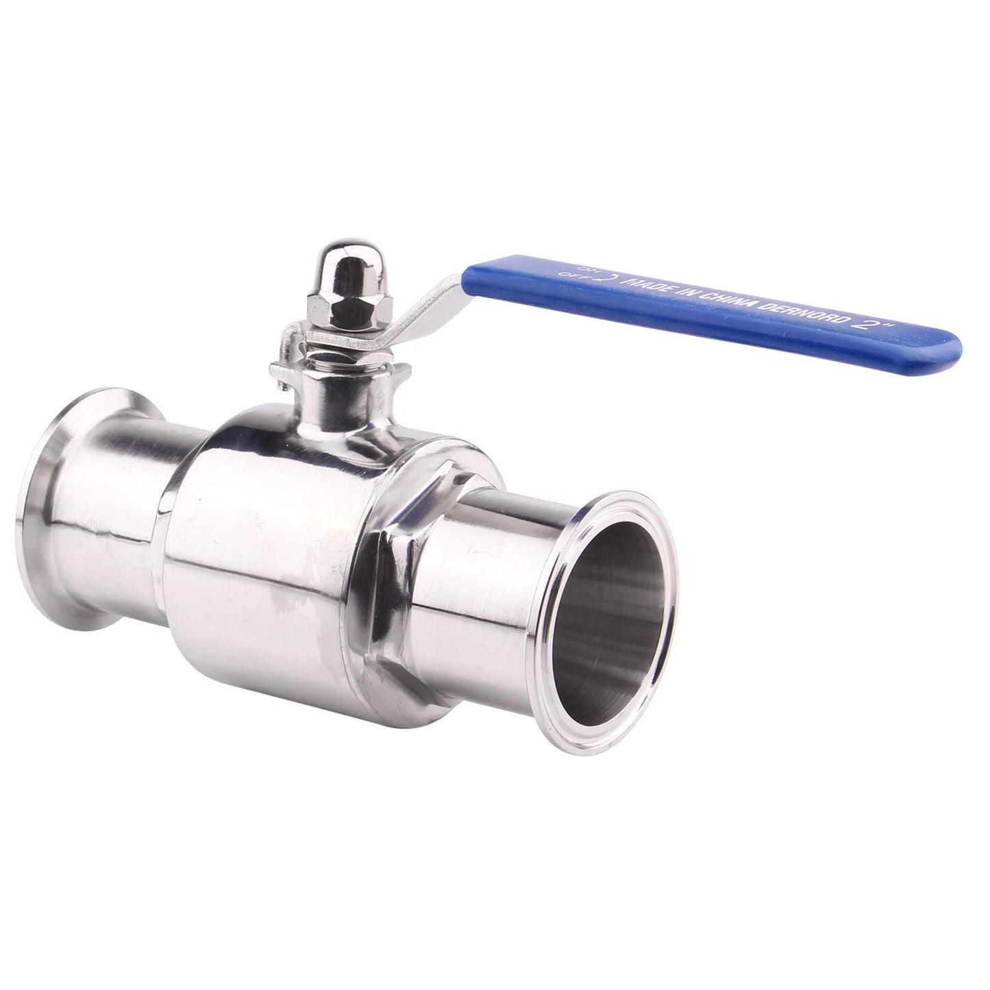 DERNORD 2 inch Tri-Clamp Clover Ball Valve Stainless Steel 304,PTFE Lined. (2 inch Tube OD)
