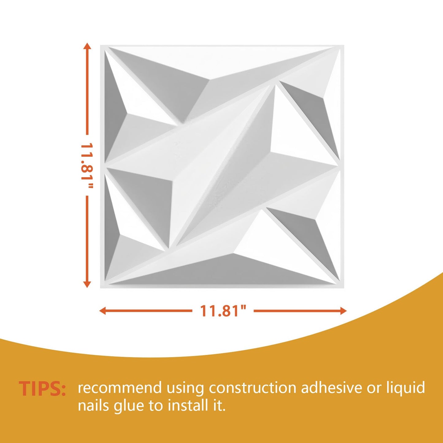 3D Wall Panel Diamond for Interior Wall Decor,Waterproof, Heat Resistant PVC Wall Panel 11.8''x11.8'' Diamond Accent Panels for Living Gaming Room, Bedroom, Office, 25 Pack (BS-2148-white)