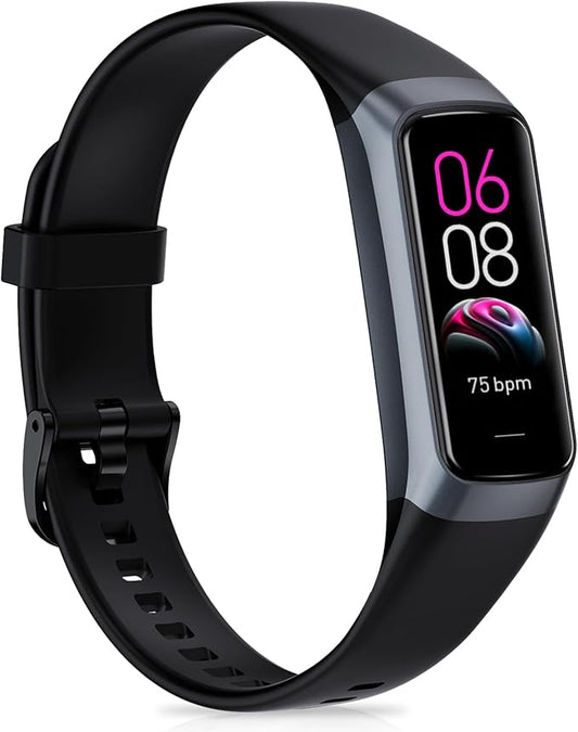 Fitness Tracker with 24/7Heart Rate, Blood Pressure, Sleep Tracking, Calorie, Activity Tracker with 1.1" AMOLED Color Screen, Waterproof Step Tracker for Android iPhones Women Men