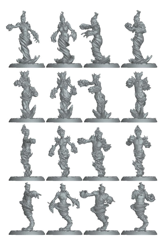 Unleash The Elementals • Air, Fire, Earth, & Water • 3D Printed Elemental Miniature Set (Set of 16) from Dragon Minis