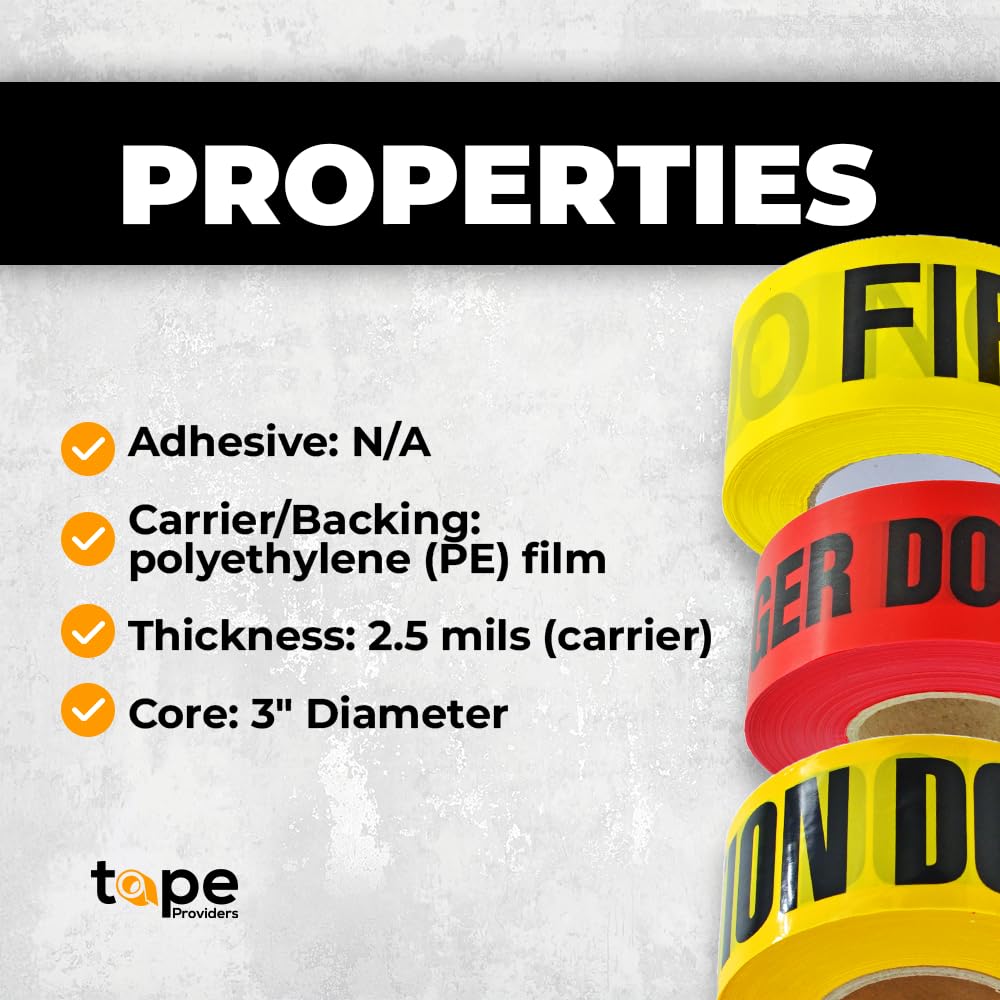 WOD BRC-SLDNC Barricade Caution Tape - 3 inch x 1000 feet (Bulk Case 8-Rolls) High Visibility Yellow w/Bold Black Text Sheriff's LINE DO NOT Cross for Workplace Safety, Non-Adhesive & Heavy-Duty