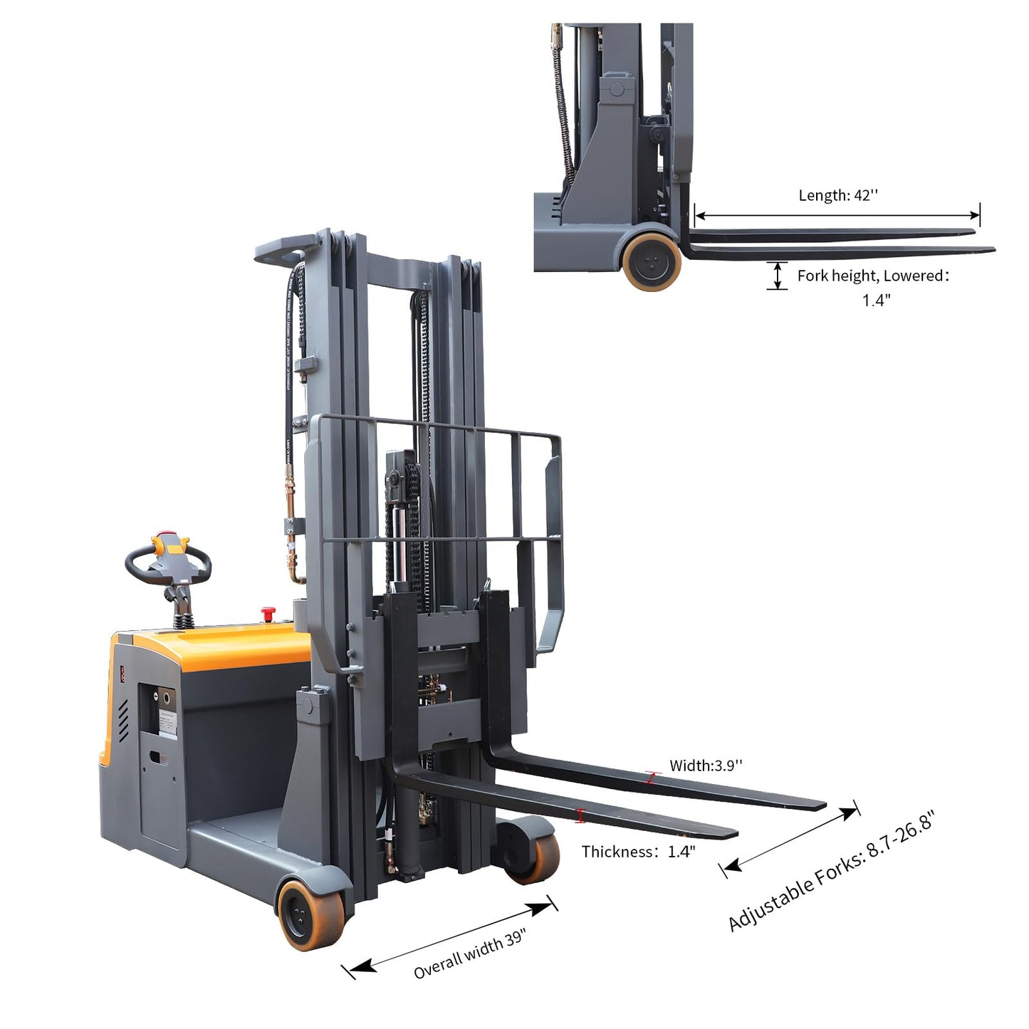 APOLLO Counterbalanced Electric Stacker Full Powered Forklift 3300lbs Capacity 177''Lifting Height Material Lift