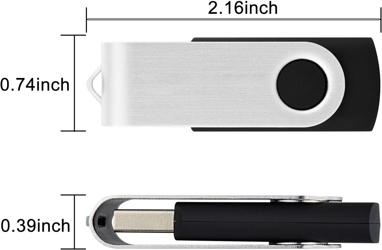 KOOTION 10 1GB 1gb X USB Flash Drive Flash Drive Swivel Thumb Drive Memory Stick Keychain Design Black