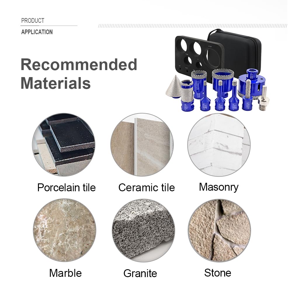 SHDIATOOL Diamond Core Drill Bits for Hard Stone Concrete Marble Granite Brick Laser Welded Dry or Wet Hole Saws