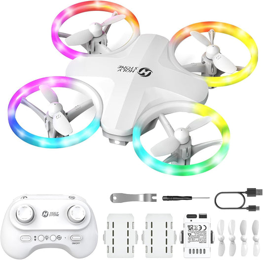 Holy Stone HS180 LED Mini Drone for Kids Beginners, RC Quadcopter with 3 Batteries 21 Min Flight, Easy to Fly, One Key Start, Altitude Hold, 3D Flips, Circle Fly, Headless Mode, Great Easter Gift Toy Drone