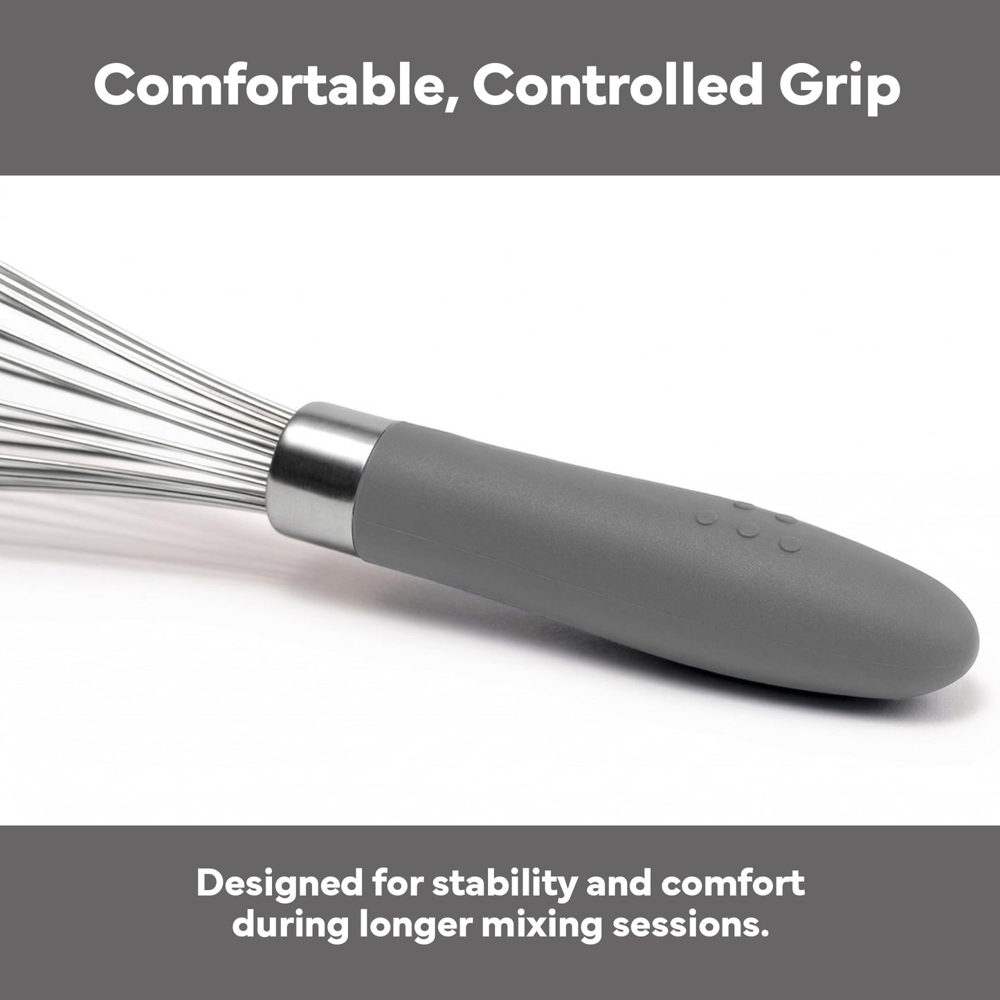 Misen Stainless Steel Balloon Whisk - Dishwasher Safe - Ergonomic Silicone Grip, Versatile Cooking Whisk for Eggs, Durable Construction - Professional-Grade Kitchen Tool - Gray