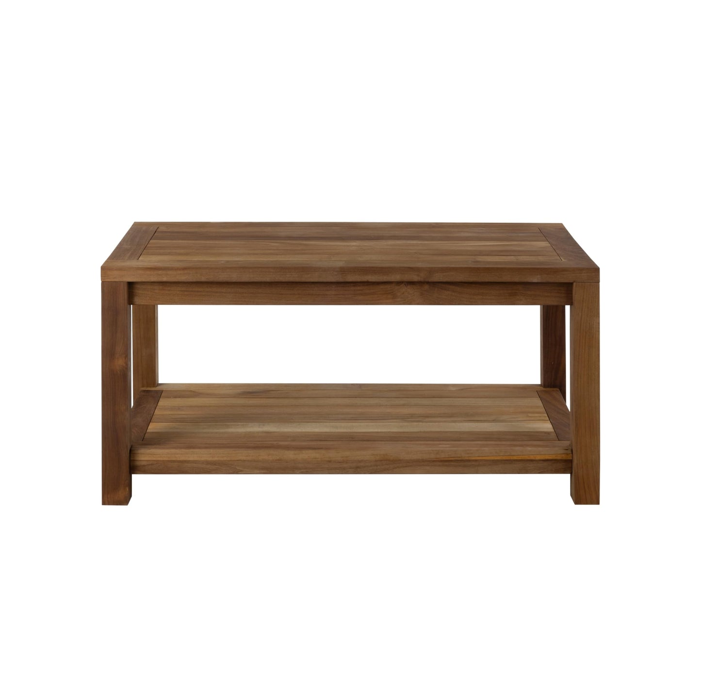 RRI Goods Teak Wood Coffee Table with Storage - Teak Oil Finished Indoor & Outdoor Furniture for Deck, Porch, Balcony, Living Room, Bedroom & Backyard (36" D x 18" W x 18" H)