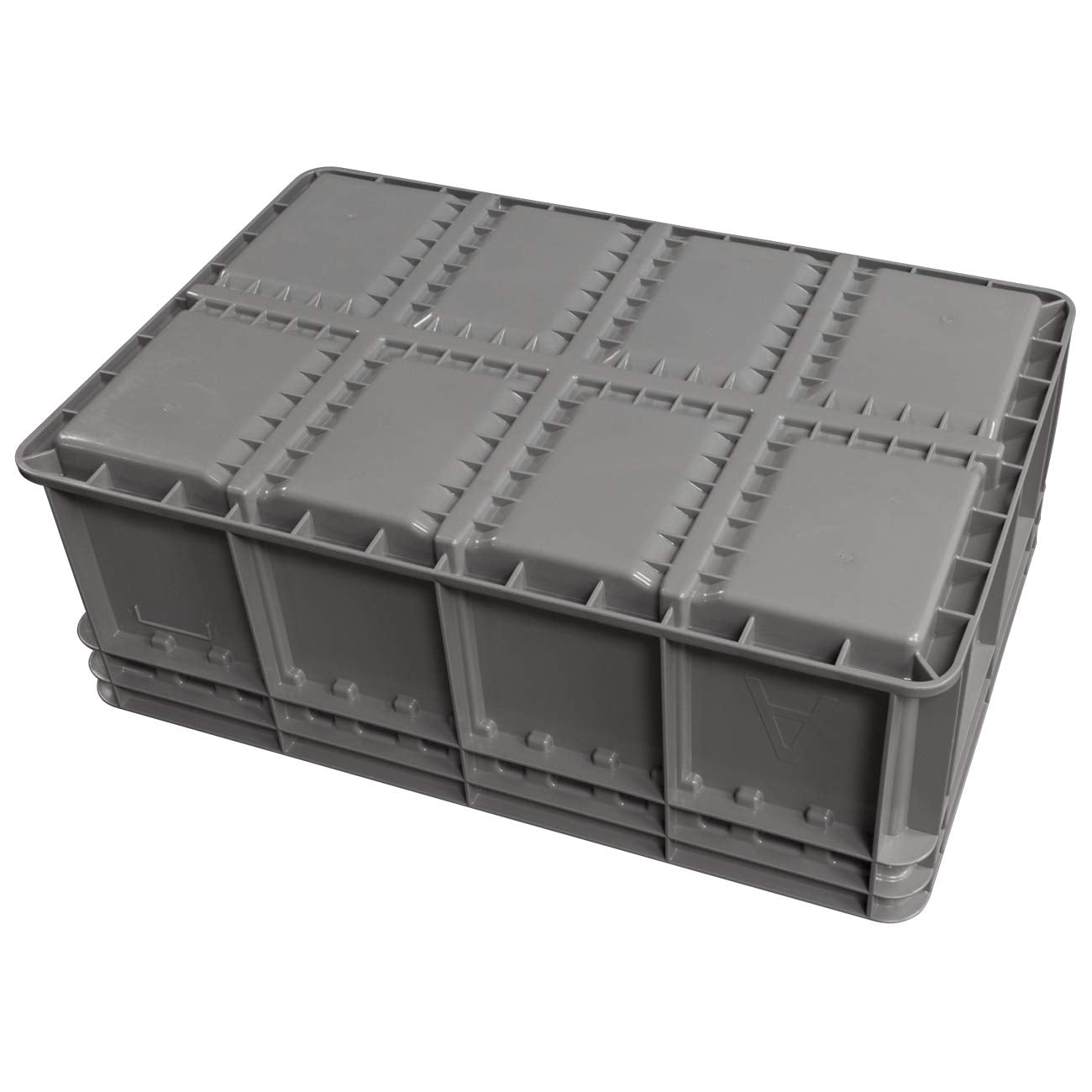 Akro-Mils 38358 Heavy-Duty Stacking Multi-Load Straight Wall Container Shuttle Tote for ASRS Automated Storage and Retrieval Systems, (23-5/8-Inch x 15-3/4-Inch x 8-5/8-Inch), Grey, (4-Pack)